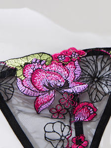 Lencería transparente seductora que muestra acentos de flores audaces Mujer Sexy para ropa interior completa bordada Lencería Sexy de moda Mujer - Product Image 5