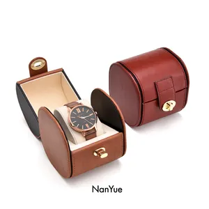 Grosir kotak hadiah jam perhiasan Logo kustom perjalanan kulit Pu kualitas tinggi dengan kotak aksesori kemasan dalam bantal