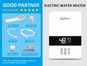 Chauffe-eau électrique instantané 6000W mural, étanche IPX4 avec écran LED pour salle de bain d'hôtel - Product Image 3