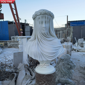 <span class=keywords><strong>Marbre</strong></span> naturel Décoratif D'intérieur Dame Voilée Statues de Buste - Product Image 4