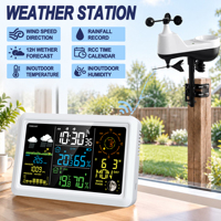 Station météo sans fil avec pluviomètre et anémomètre 5107, écran couleur HD VA de 7,5 pouces, baromètre, humidité et température intérieure et extérieure