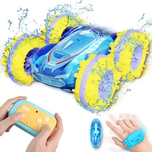 2,4g rápido impermeable 4WD doble Control remoto coches juguete de agua para niños con luz anfibio RC Coche