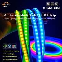 Bande LED COB RGBIC sans points WS2811 12V 24V 576 LED/M, effet de poursuite adressable pour la maison, la barre lumineuse, la scène, l'extérieur, CE RoHS