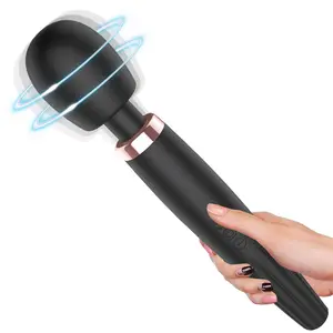 Fast Delivery 2023 Melo New Product USB Rechargeable Big AV Wand Massager with Strong Vibration Black Clit Stimulation Silicone