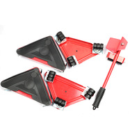 JAYA Ensemble de 5 outils de levage et de déplacement de meubles avec 4 chariots à roulettes triangulaires en métal pour armoire, canapé, électroménager