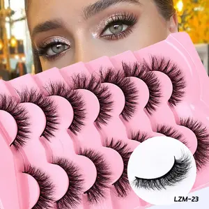 7 Pairs Lightweight Super Fluffy Soft Comfortable Handmade Full Strip 5d Silk Mink Eyelashes Vendor Wholesale Faux Mink Lash