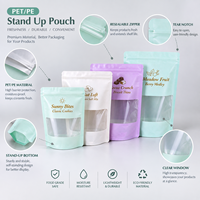 Sachet Doypack Mat Anti-humidité Couleur Pastel avec Fenêtre Transparente et Logo Personnalisé pour Stockage Alimentaire (Noix, Biscuits, Fruits Secs)