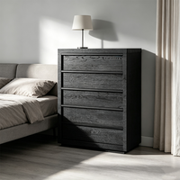 Commode étroite de luxe multifonctionnelle en bois massif noir de qualité supérieure à 5 tiroirs pour chambre principale