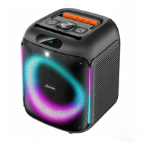 Altavoz Portátil con Bluetooth para Fiestas, Woofer Individual de 8 Pulgadas, Anillo de Luz RGB Colorido, Micrófono Inalámbrico LED Estéreo, para Jardín, Picnic, Aire Libre