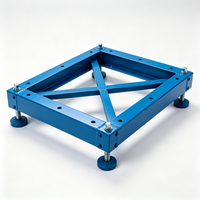 Châssis de base en tôle d'acier au carbone sur mesure avec pieds de nivellement réglables, bleu, anti-corrosion, pour machines minières