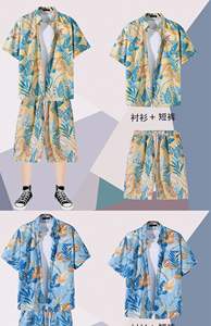 Ensemble deux pièces personnalisable tendance <span class=keywords><strong>chemise</strong></span> et short de plage décontractés respirants à imprimé hawaïen pour hommes été - Product Image 6
