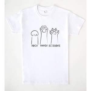 Camiseta Rock Paper Scissors blanca unisex promocional - Product Image 1