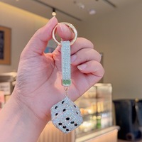 Nouvel Arrivage Porte-clés Pendentif Dés Entièrement Sertis de Strass, Design Tendance et Attrayant, pour Sac, Voiture, DIY, en Cristal et Strass