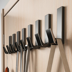 <b>Wall</b> Mounted Storage <b>Hooks</b> Rectangle Self Adhesive Minimalist Coat Rack Door Hangers 5 Pack - Product Image 1