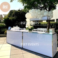Tables de Bar Pliantes Portables en Acrylique Blanc avec Structure en Acier Inoxydable Droite pour Événements
