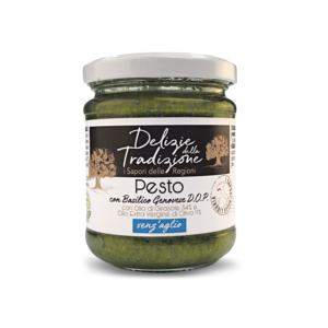 Delizie Della Tradizione, Pesto Genovés Tradicional con Ajo y Albahaca, 180g x 6 Frascos de Vidrio, Origen Italia, Sin Aditivos, Aceite de Girasol y Oliva - Product Image 1