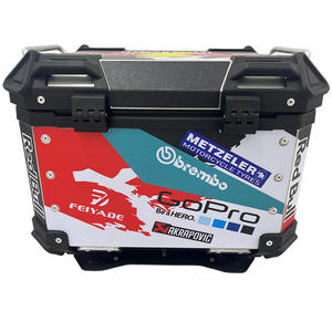 Baúl Trasero para Motocicleta de Liberación Rápida de 45L de Alta Capacidad con Adhesivo <span class=keywords><strong>Red</strong></span> <span class=keywords><strong>Bull</strong></span>, Negro, Aluminio Resistente al Agua, Directo de Fábrica - Product Image 4