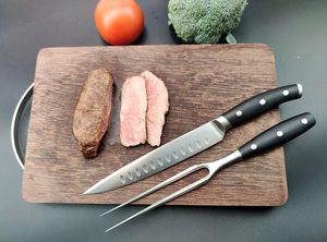 Juego de Cuchillo y Tenedor para Trinchar, 2 Piezas, Acero Inoxidable, Juego para Trinchar Carne para Barbacoa, con Caja de Regalo Premium, Mango Ergonómico Negro, OEM/ODM - Product Image 5