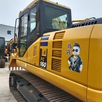 Excavatrice sur chenilles d'occasion Komatsu PC160 à faible nombre d'heures de fonctionnement, châssis robuste, poids opérationnel de 16 tonnes, capacité de la benne de 0,65 m³