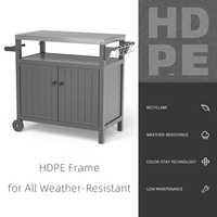 AJUNION Armoire de cuisine extérieure en plastique étanche Grill Table Cart Cuisine extérieure Grill Island