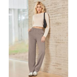FOXA Women's High Waisted Straight <b>Leg</b> Sweatpants Comfy Drawstring Workout <b>Pants</b> With Pockets Fall Casual Wear - Product Image 4