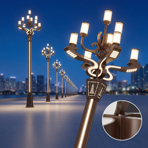 Série de lampadaires marron haut de gamme style Lotus, avec poteau en alliage d'aluminium anticorrosion, indice de protection IP66, pour l'aménagement urbain - Product Image 3