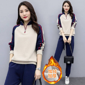 Traje deportivo de lana gruesa para <span class=keywords><strong>mujer</strong></span>, conjunto de dos piezas de manga larga de talla grande, versión coreana, <span class=keywords><strong>Otoño</strong></span>/<span class=keywords><strong>Invierno</strong></span>, <span class=keywords><strong>2022</strong></span> - Product Image 6