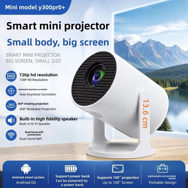 Portable Android Mini Projector Short Throw HD Video Projector for Home Office