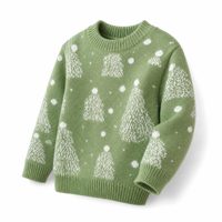 Pull de Noël pour bébé en coton tricoté jacquard motif arbre, col rond, pour tout-petit, vêtement de fête pour nourrisson