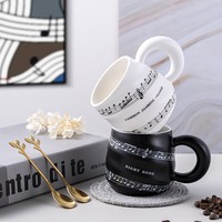 Tasse à boisson en céramique côtelée dégradée JCSL Soft Cream, mug décoratif minimaliste pour la maison et le bureau