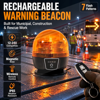 Baliza LED Recargable Eléctrica R65, Baliza de Advertencia Recargable, Luz Estroboscópica Giratoria Impermeable