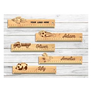 Regla de Medición de Madera Personalizada con Grabado de Dibujos Animados para Niños y Estudiantes, Útiles Escolares y Regalos Promocionales - Product Image 1