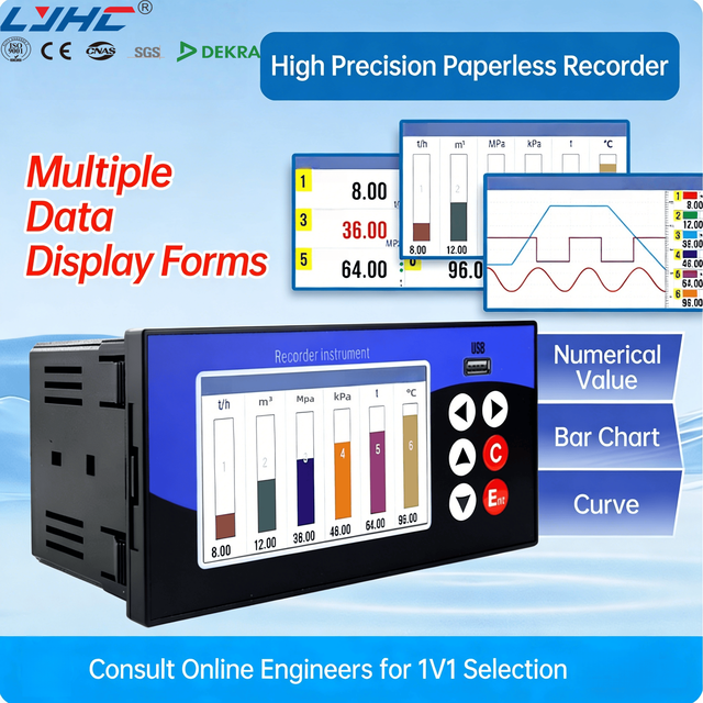 Smart Thermocouple Rtd Input Data Acquisition System USB Chart Recorder Color Screen Touch Display Humidity Data Logger