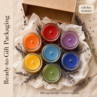 Ensemble de 7 bougies chakra en cire de soja naturelle, dans un bocal en verre, pour studio de yoga, méditation, guérison énergétique, coffret cadeau, OEM, étiquette privée
