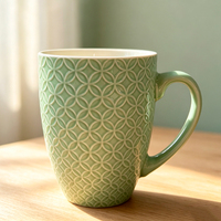 Mug en céramique personnalisé avec logo en relief, tasse à café texturée, motif géométrique, mug à thé pour cadeau promotionnel, design idéal pour offrir