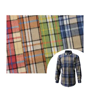 Direct Factory Yarn Dyed Woven Fabric Check TC Fabric For Shirt Brushed Flannel Plaid Fabric For Spring Cloth