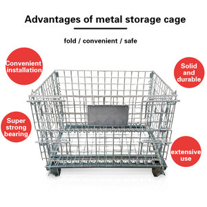 Conteneur de stockage en fil métallique soudé en acier, pliable et empilable, de type cage, carré classique, à prix compétitif, pour entrepôt et stockage de marchandises - Product Image 5