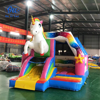 Toboggan gonflable commercial Delilai et trampoline combinés, motifs licorne et lune, en PVC, certifié CE, capacité 8 personnes