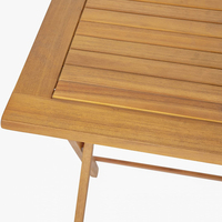 Table de patio pliante en bois massif DU'S, table de jardin carrée portable, mobilier d'extérieur