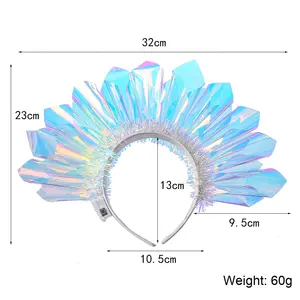 Corona brillante, diadema <span class=keywords><strong>con</strong></span> luz para cantantes, diadema láser LED, tocado intermitente, corona luminosa, club nocturno, Cosplay, tocados de fiesta - Product Image 5