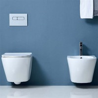 Ensemble de toilette de Bidet mural en céramique, sanitaires européens, ensembles de Wc publics en céramique, salle de bain, toilette de Bidet suspendu au mur