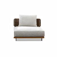 Ensemble de salon de jardin en aluminium et teck de style chinois moderne pour villa haut de gamme, mobilier de terrasse extérieure pour maison d'hôtes et jardin