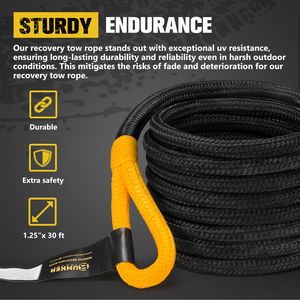 BUNKER INDUST Corde de remorquage robuste de 30 pieds, résistance à la rupture de 55 000 lb, <span class=keywords><strong>sangle</strong></span> cinétique en nylon 66 pour <span class=keywords><strong>4x4</strong></span>, tout-terrain, Jeep, SUV - Product Image 3