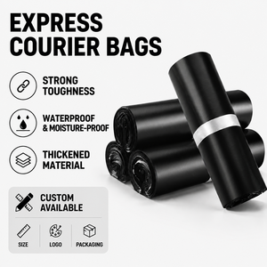 Sacs de Courrier Express Noirs Épais Imperméables en PE, Sacs d'Emballage Scellables à la Chaleur, Logo Personnalisé Disponible - Product Image 1