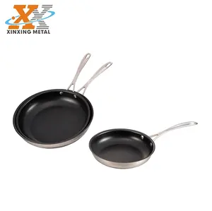 Factory Supply 3Pcs Casserole Non Stick Stainless Steel Kitchenware Fry Pan