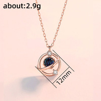 Colliers Huitan 2026 Nouveau Design Planètes Zircone Cubique Plaqué Or Rose Pierre en Résine Bleue Brillante Mariage Femmes Filles Colliers CZ