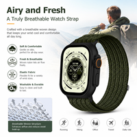 Bracelet de montre en nylon tissé respirant effet nuage avec connecteurs métalliques, bracelet sport souple compatible avec Apple Watch Ultra Series 9 8 7 SE