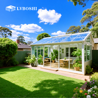 Véranda en alliage d'aluminium, serre de jardin, maison en verre, toit en pente incurvé, double vitrage trempé, porte pliante, villa modulaire, patio