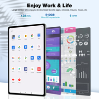 Tablette Veidoo pour usage professionnel, 10,4 pouces, 2K, MTK Android 12, processeur octa-core, 6 Go de RAM, 128 Go, 6000 mAh, BT5.0, WiFi, 4G LTE GSM, avec appareil photo 13 MP