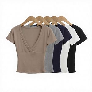Camiseta informal básica de manga larga con cuello asimétrico, hombros descubiertos, plisada, holgada, multicolor, con personalidad. - Product Image 2
